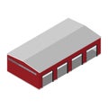 Industrial building warehouse with doors for freight cars, trucks