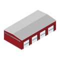 Industrial building warehouse with doors for freight cars, trucks