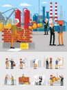 Industrial Building Workers Characters Set