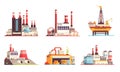 Industrial Buildings Flat Set Royalty Free Stock Photo