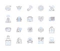 Industrial business outline icons collection. Industry, Business, Manufacturing, Factory, Industrialization, Commerce