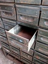 Industrial Cabinet Drawers All Rusty in an Engineers Workshop