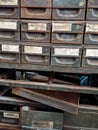 Industrial Cabinet Drawers All Rusty in an Engineers Workshop