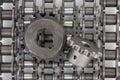 Industrial chains for drives and drive sprockets Royalty Free Stock Photo