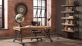 Industrial Charm Home Office. Generative AI