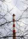 Industrial chimney. Air pollution and global warming