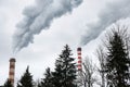 Industrial chimneys blowing dirty smoke