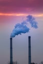 Industrial cityscape with coal power plant and smoke stacks Royalty Free Stock Photo