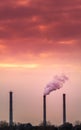 Industrial cityscape with coal power plant and smoke stacks Royalty Free Stock Photo