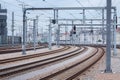 Railway tracks in the city center near main railway station of Vienna - Wien Hauptbahnhof Royalty Free Stock Photo