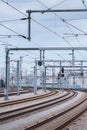 Railway tracks in the city center near main railway station of Vienna - Wien Hauptbahnhof Royalty Free Stock Photo