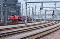 Industrial cityscape - Railway tracks in the city center near main railway station of Vienna - Wien Hauptbahnhof Royalty Free Stock Photo