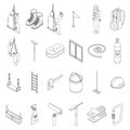 Industrial climber icons set outline vector