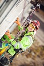 Industrial climber during insulation works Royalty Free Stock Photo