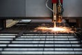 Industrial cnc plasma cutting of metal plate