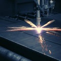 Industrial cnc plasma machine cutting of metal plate Royalty Free Stock Photo