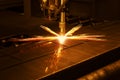 Industrial cnc plasma machine cutting of metal plate Royalty Free Stock Photo