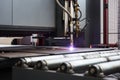 Industrial cnc plasma machine cutting of metal plate Royalty Free Stock Photo