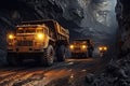 Several huge quarry trucks carry the rock for beneficiation and processing.