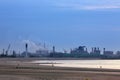 Industrial coastline at dusk near Dunkirk - France Royalty Free Stock Photo