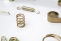 The industrial coil spring spare part on the white background. Royalty Free Stock Photo