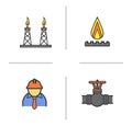 Industrial complex color icons set