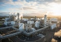 An industrial complex featuring multiple large white storage tanks Royalty Free Stock Photo