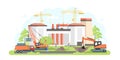 Industrial complex under construction - flat design style illustration