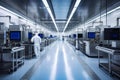 Industrial Computer Chip Manufacturing Plant with Clean Room Royalty Free Stock Photo