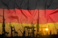 Industrial concept with Germany flag at sunset