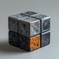 Industrial Concrete Puzzle Cube with Orange Accent Royalty Free Stock Photo