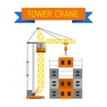 Industrial construction cranes flat style vector silhouettes Royalty Free Stock Photo