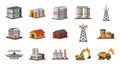 Industrial, Construction, and Infrastructure Elements Vector Set Royalty Free Stock Photo