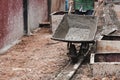 Labor work concrete with cart Royalty Free Stock Photo