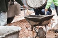 Labor work concrete with cart Royalty Free Stock Photo