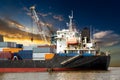 Industrial container in ocean ship Royalty Free Stock Photo