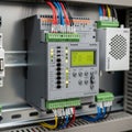 Industrial control panel featuring a Siemens programmable logic controller Royalty Free Stock Photo