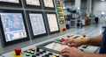 Industrial Control Panel with Operator Royalty Free Stock Photo