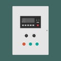 Industrial control panel with programmable logic controller and various buttons