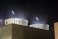 Industrial cooling tower at night Royalty Free Stock Photo