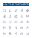 Industrial corporation line icons signs set. Design collection of Industry, Corporation, Manufacturing