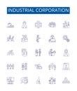 Industrial corporation line icons signs set. Design collection of Industry, Corporation, Manufacturing