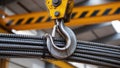 Industrial crane hook lifting steel rods â AI content Royalty Free Stock Photo