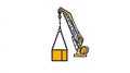Construction Crane Lifting Heavy Load Box, Industrial Machinery Design Royalty Free Stock Photo