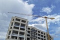 Industrial crane working on construction building site,workplace machine Royalty Free Stock Photo