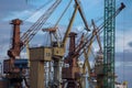 Industrial cranes in Gdansk shipyard