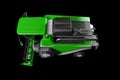 Industrial 3D illustration of big rendered green wheat harvester top view isolated on black Royalty Free Stock Photo