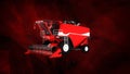 industrial 3D illustration, combine harvester on dark background