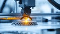industrial 3D printer creating a prototype object with precision laser technology in a modern manufacturing environment Royalty Free Stock Photo