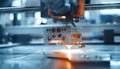 industrial 3D printer creating a prototype object with precision laser technology in a modern manufacturing environment Royalty Free Stock Photo
